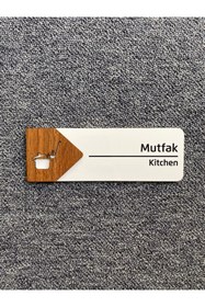 Resim Yönline Mutfak Kapı İsimliği Modern Yönlendirme Levhası Kendinden Yapışkanlı-Ofis Kapı İsimliği 24 x 9 cm 