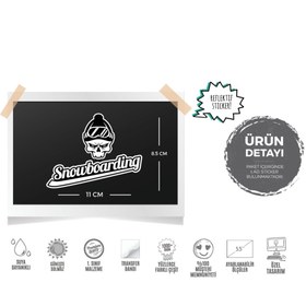 Resim Bay Etiket Rfhlm130 Reflektif Snowboarding Yazisi Ve Kurukafa Etiketi 