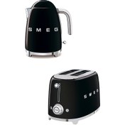 Resim Smeg Siyah Kettle Ve 2x1 Ekmek Kızartma Makinesi Seti-KLF03-TSF01BL1 