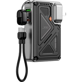 Resim Wiwu Wi-P057 Knight Serisi Taşınabilir Wireless Type-C ve Lightning Kablolu Standlı PD Powerbank 35W 10000mAh - Siyah 