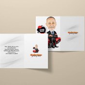 Resim Kırmızı Spor Arabalı Erkek Karikatürlü Tebrik Kartı 