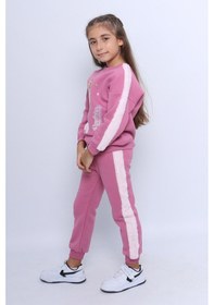 Resim Kız Çocuk 3 İplik Eşofman Takımı Barbie Baskılı C22 LİLA 