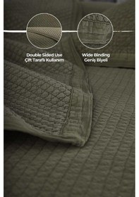 Resim Evlen Home %100 Pamuk Çift Kişilik Özel Taş Yıkama Yatak Örtüsü Lüks Yumuşak Dayanıklı Modern Vitali Yeşil 