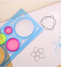 Resim Sihirli Cetvel 1 Adet Plastik Sihirli Daire Cetvel Desen Şablon Çizim Okul Karne Hediye Çok Renkli 