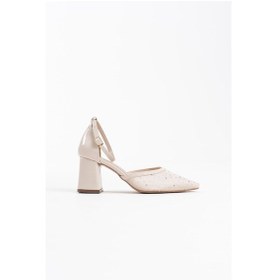 Resim Borie Bej Sivri Burun Taş Detaylı Abiye Ayakkabı Bej 