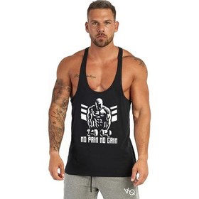 Resim No Pain No Gain Fitness Tank Top Sporcu Atleti Siyah 