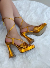 Resim EVASAMLİSHOESBAG Parlak Platform Ayakkabı Turuncu 
