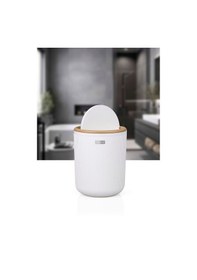 Resim Okyanus Home Mina Beyaz Çizgili Yuvarlak Çöp Kovası Beyaz 