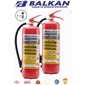 Resim BALKAN YANGIN VE GÜVENLİK SİSTEMLERİ 6 kg Ruhsata Uygun 4 Yıl Köpüklü Yangın Tüpü 2 Adet (Askı) 