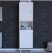 Resim Modilayn Nur Söke Şile 50 X 163,4 X 32,5 Cm 2 Kapak 3 Bölmeli Kirli Çamaşır Sepetli Banyo Dolabı 