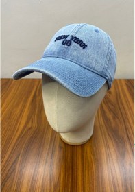 Resim Denim Jean Kot Kumaş Vintage Yıkamalı Unisex Cap Şapka Açık Mavi 