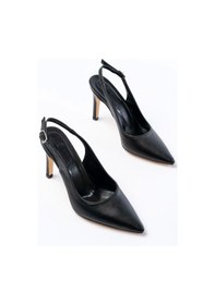 Resim St-1153 Siyah Günlük Arkası Açık 9 Cm Topuklu Kadın Ayakkabı Siyah 