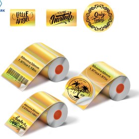 Resim SINMARK 1 Rulo/3 Rulo Altın Holografik Termal Etiketler SK20/SK35/SK45 ile uyumlu, Phomemo M110/M221/M220/M120 vb. Etiket Yazıcı Gıda Ambalajı, Günlük Malzeme Ambalajı, El Sanatları Dekorasyonu, DIY, Ev Düzenleme, Ofis Belge Sınıflandırması vb. için uygun 