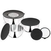Resim Jumbo Globe 9 Parça Rendeli Karıştırma Kabı Seti Çelik Siyah Kapak 