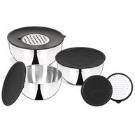 Resim Jumbo Globe 9 Parça Rendeli Karıştırma Kabı Seti Çelik Siyah Kapak 