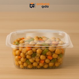 Resim Genel Markalar 1000 gr Sızdırmaz Saklama Kap Tek Kullan At Ambalaj Tatlı Kuruyemiş Plastik Kapaklı Kase - 50 Adet 