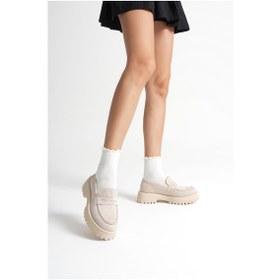 Resim Rion Kadın Günlük Bej Süet Loafer Ayakkabı Bej Süet 