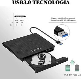 Resim Harici DVD CD Yazıcı CD DVD Sürücü USB 3.0 DVD-R CD-RW Taşınabilir Kart Okuyucu Ultra İnce Harici Disk w/Mac/OS/XP/Win10/Win7/Win8 (Siyah) 