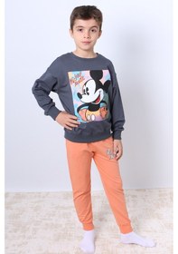 Resim Hçm Erkek Çocuk Eşofman Takımı Mickey Mouse Baskılı Ribanalı F4 Turuncu 