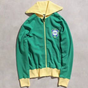 Resim Overdrive Retro 1970 Eşofman Üstü Yeşil Sarı Fermuarlı Sweatshirt 