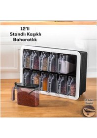 Resim Zhlhome 12 Li Standlı Kaşıklı Baharatlık Seti Beyaz 