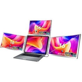 Resim NPO NPM788 16" FHD 1200P IPS Type-C Taşınabilir 3'lü Monitör Çoklayıcı Standlı Notebook Monitör 