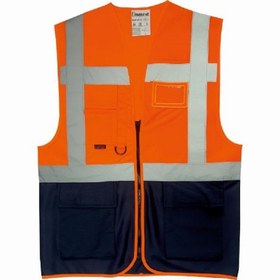 Resim Uniwest UW-212 Reflektörlü Cepli Mühendis İkaz Yeleği Turuncu-Lacivert - M 