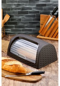 Resim Ekmeklik Sürgü Kapaklı Ekmek Saklama Kutusu Saklama Kabı Kahverengi 