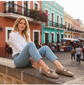 Resim Aska Shoes Shoes Günlük Tokalı Babet 2025aska002 Vizon 