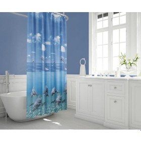 Resim Zethome Tropik Banyo Duş Perdesi 8852 Tek Kanat 1X120X200 Mavi 