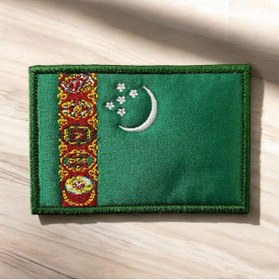 Resim Ex Patch Türkmenistan Bayrağı Nakış Patch Peç Arma 8 X 5 Cm 