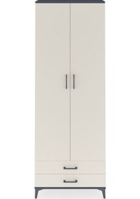 Resim Arges Dolap 2 Raflı 2 Çekmeceli Tek Askılı 88x30x243 Antrasit-aytaşı Antrasit 