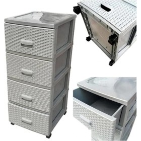 Resim abnturk Gri Büyük Boy Plastik Çekmeceli Sebzelik Komidin Şifonyer 4 Katlı 