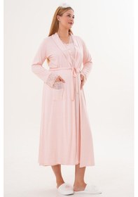 Resim Mecit Pijama Mecit 6331 Pudra Sabahlıklı Lohusa Gecelik Takım 