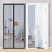 Resim Yazlık Vurmasız Manyetik Ekran Kapı Otomatik Anahtarlı - Sivrisinek ve Böcek Önleyici Ağ, Dayanıklı Polyester Kumaş, Ev Kullanımı İçin Havalandırma Perdesi, Evler için Manyetik Kapı Telleri, Modern İç Dekor, Karmaşık Dokuma Deseni 