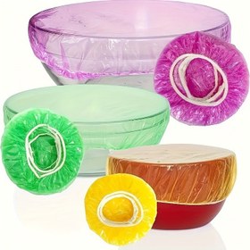 Resim 100 Paket Yeniden Kullanılabilir Elastik Gıda Saklama Kapakları - Şeffaf Streç Plastik Kase Tabak Mühürleme, Kokusuz, Alüminyum Folyo ve Yapışkan Folyoya Alternatif Olarak Mükemmel 