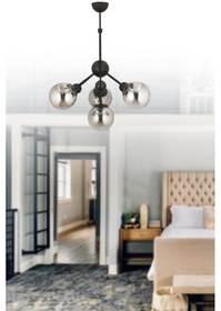 Resim İstanbul Avize Larin 4'lü Siyah Füme Glop Camlı Avize 