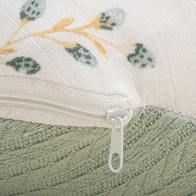 Resim Emzirme Yastığı - Çift Taraflı - Mint Örgü - Yapraklar 