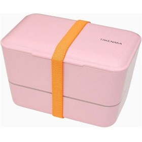 Resim Bento Flat Dual 2 Katlı Japon Yemek Kabı, Beslenme Çantası, Geri Dönüştürülmüş Malzeme Pembe 