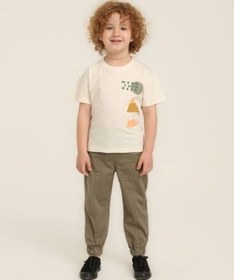 Resim Jack Lions Erkek Bebek Pamuklu Sıfır Yaka Sırt Baskılı T-shirt-15644 Ekru 