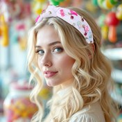 Resim Kadınlar için 1 adet Tatlı Şeker Taşlı Saç Bandı - Oyunbaz Şeker Tasarımlı Işıltılı Çok Renkli Geniş Saç Bandı, Doğum Günü Partileri ve Bayram Kutlamaları İçin Mükemmel 