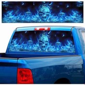 Resim D-738 Yanan Kafatası Araba Arka Cam Sticker Renkli Grafik Etiket, 135x36cm 