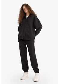 Resim DeFacto Standart Fit Kalın Jogger Eşofman Altı Bel Paça Lastikli Basic Düz Uzun Boy S7370AZ24WNBK81 