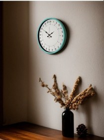 Resim 36 Cm Turkuaz 24 Saat Göstergeli Özel Tasarım Duvar Saati Çok Renkli 