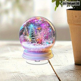 Resim 2D Düz, 1 adet 2D Düz Dönen Akrilik Kar Küresi - Büyülü Kış Manzaralı Parlayan Kristal Top, Rahatlama ve Ev veya Ofis Dekorasyonu için İdeal, İç ve Dış Mekan Kullanımı, Kış Manzaralı Küre | Dekoratif Kristal Top, 2D Düz 