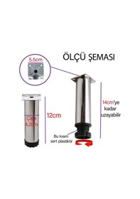 Resim Metal Ayarlanabilir 12 Cm Krom Destek Ayağı Mobilya Kanepe Baza Koltuk Dolap Sehpa Tv Ünitesi Ayağı 