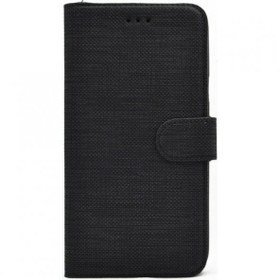 Resim KNY General Mobile GM8 Go Kılıf Kumaş Desenli Cüzdanlı Standlı Kapaklı Kılıf Siyah 