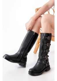 Resim 02-346 Siyah Düz Topuklu Günlük Bayan Binici Çizme Resimdeki Renk 