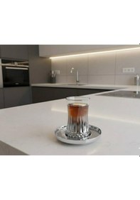 Resim Rova Tr Lüks Titanyum Kaplama 6 Kişilik Çay Bardağı Seti - Solmaz Kaplamaçay Takımı Gümüş 