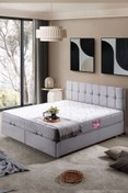 Resim Setay Berlin Çift Kişilik Baza Başlık Letto Yatak Seti, Açık Gri 